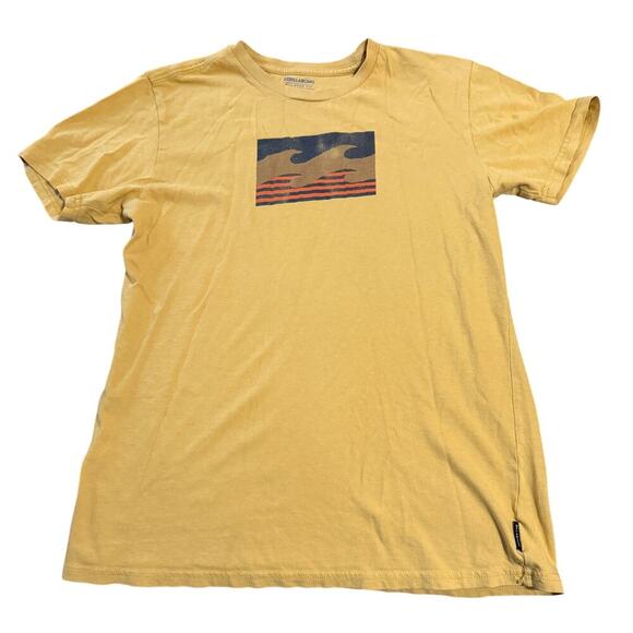 Billabong Tailored Fit Boys Size XL Yellow Crew Neck Tee Shirt‎ 100% Cotton Wave - Picture 1 of 4